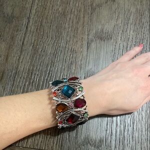 Vintage colorful stone cuff bracelet